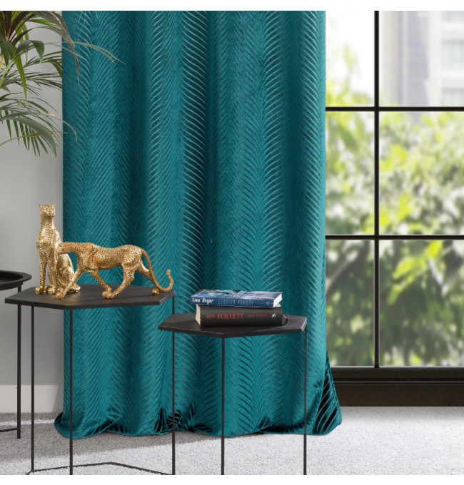 Hotový závěs LUSSI tmavě tyrkysový - na průchodkách