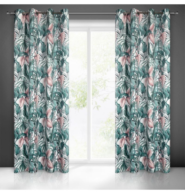 Hotový závěs MADERA bílo-zelený - na průchodkách