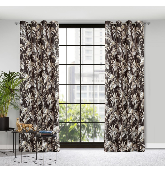 Hotový závěs MAGI černo-béžový - na průchodkách