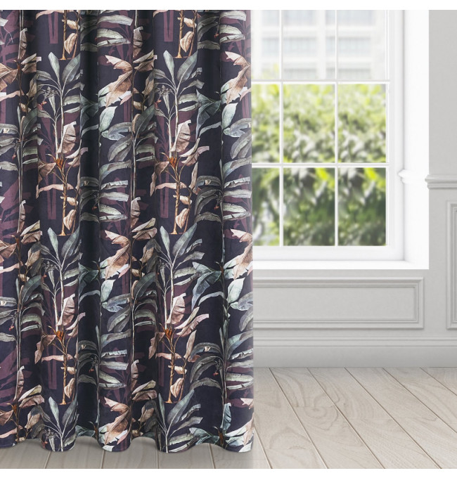 Hotový závěs NIKOL grafitovo-zelený - na pásce