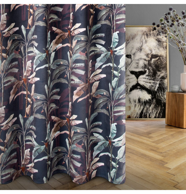 Hotový závěs NIKOL grafitovo-zelený - na průchodkách