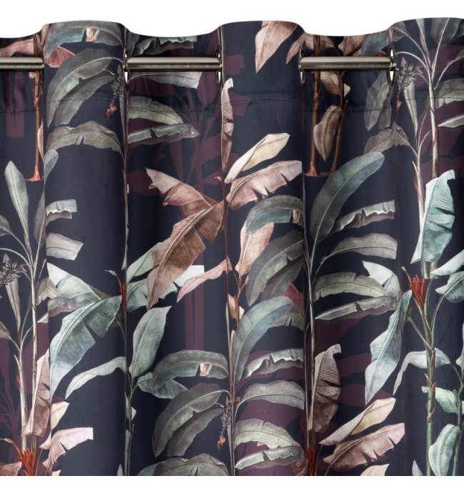 Hotový závěs NIKOL grafitovo-zelený - na průchodkách