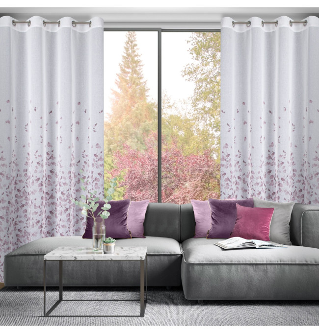 Hotový závěs NOEMI bílo-fialový - na průchodkách