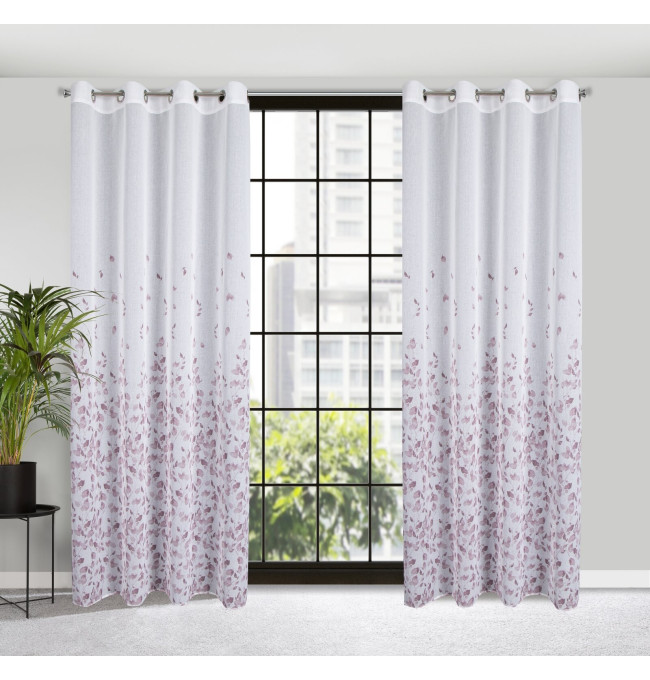 Hotový závěs NOEMI bílo-fialový - na průchodkách