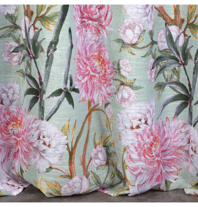 Hotový závěs NYDIA mátový / růžový - na průchodkách