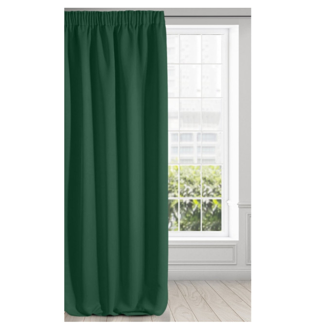 Hotový závěs PARISA zatemňovací tmavě zelený - na pásce