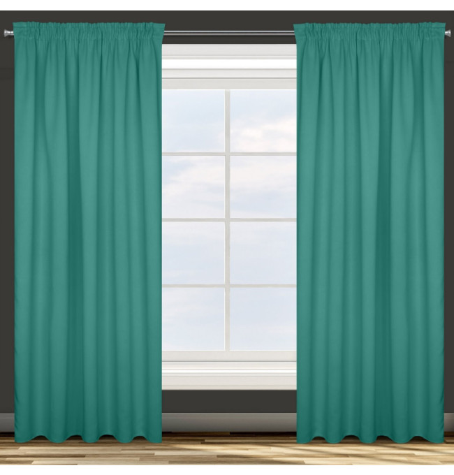 Hotový závěs PARISA zatemňovací tyrkysový - na pásce