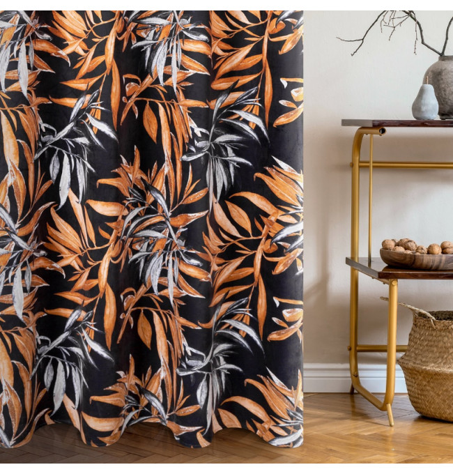 Hotový závěs PIERRE CARDIN ZOJA černo-hnědý - na průchodkách