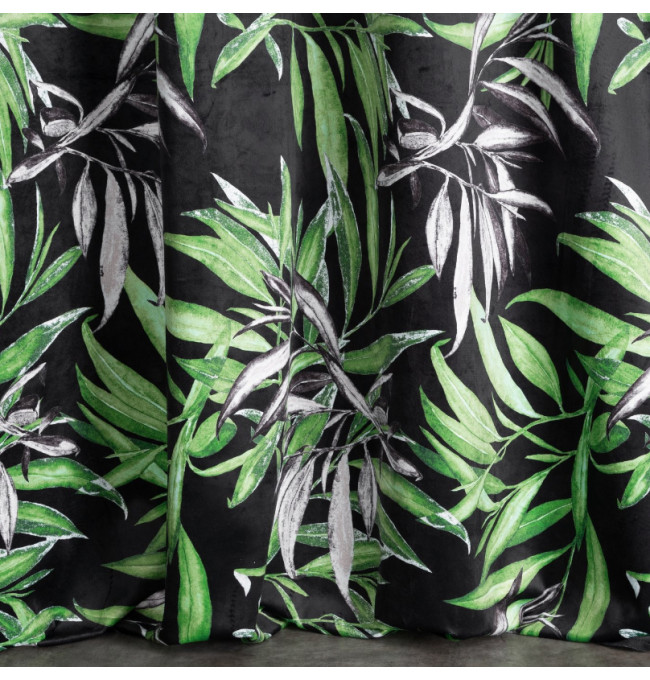 Hotový závěs PIERRE CARDIN ZOJA černý / zelený - na průchodkách