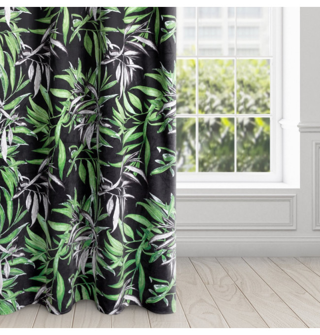 Hotový závěs PIERRE CARDIN ZOJA černý / zelený - na průchodkách