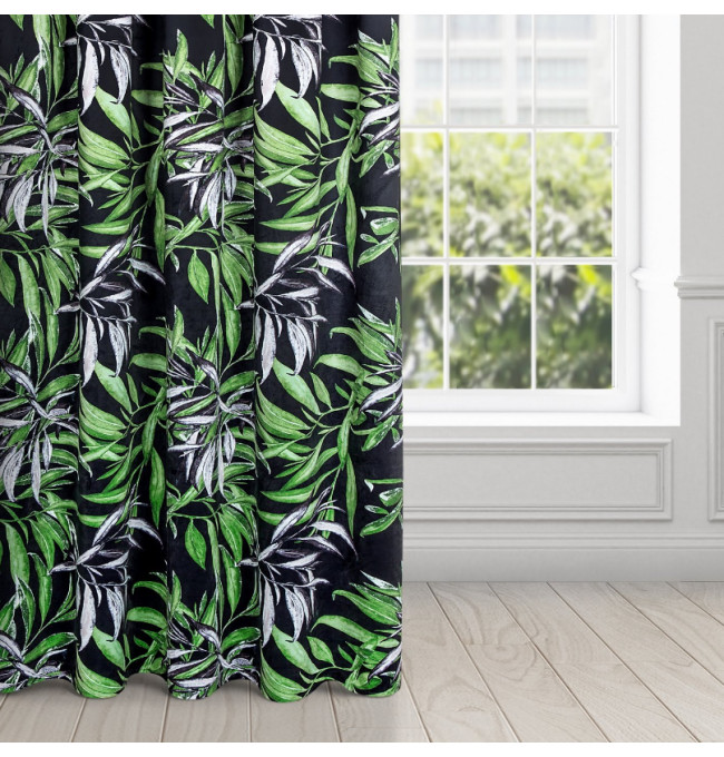 Hotový závěs PIERRE CARDIN ZOJA černo-zelený - s tunelem