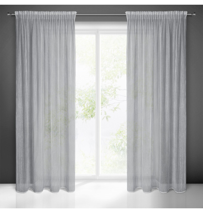 Hotový závěs REGINA stříbrný - na pásce