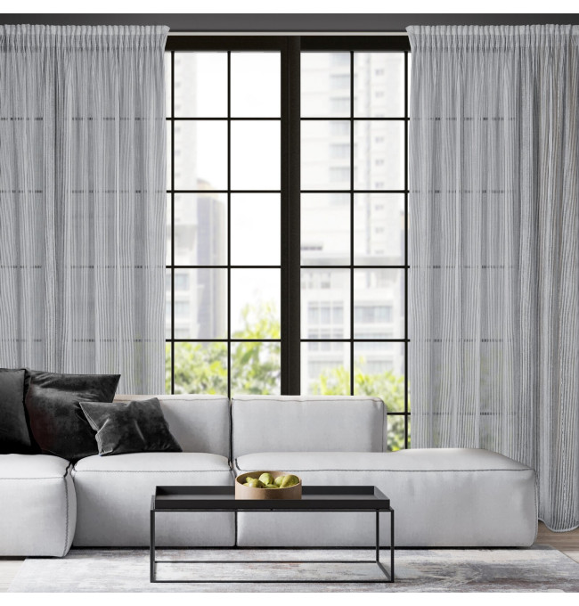 Hotový závěs REGINA stříbrný - na pásce