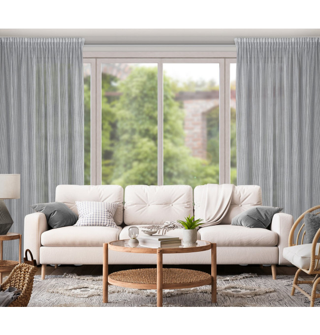 Hotový závěs REGINA stříbrný - na pásce