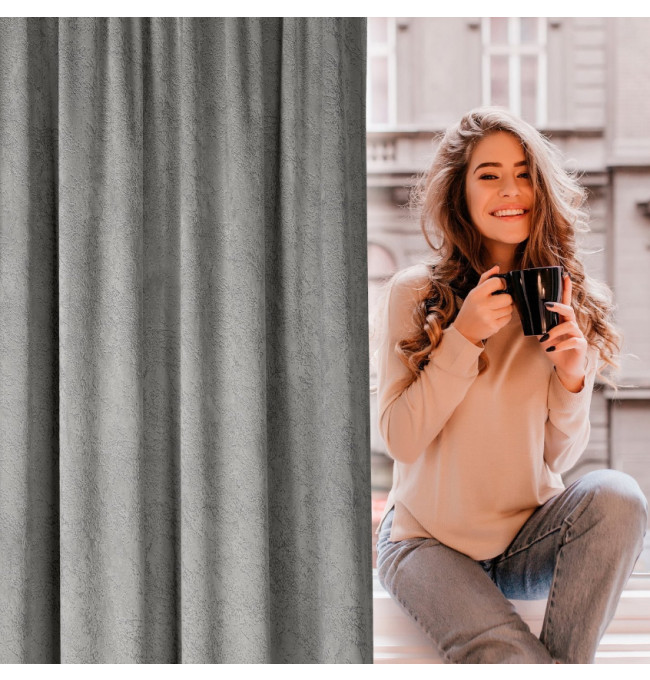 Hotový závěs RIVA popelový - na pásce