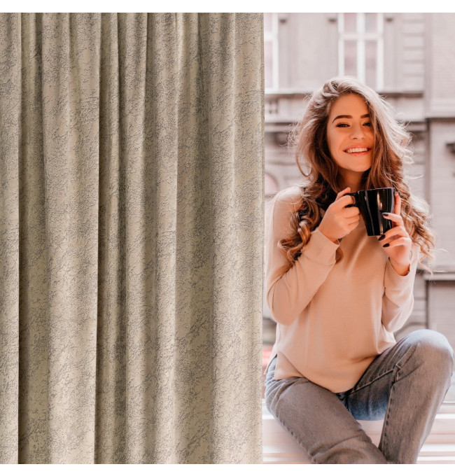 Hotový závěs RIVA tmavě béžový - na pásce