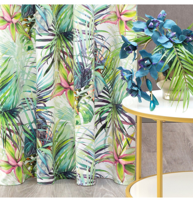 Hotový závěs ROMMY bílo-zelený - na průchodkách