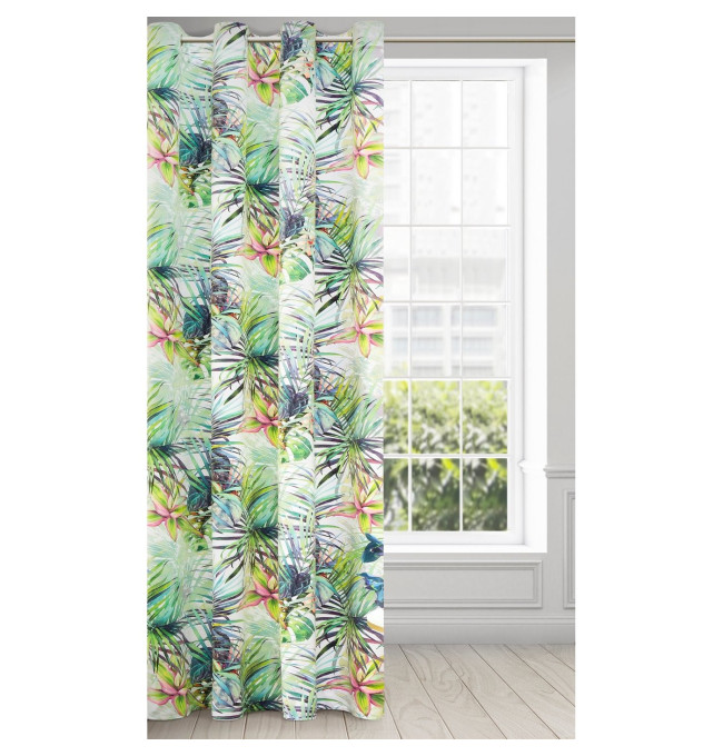 Hotový závěs ROMMY bílo-zelený - na průchodkách