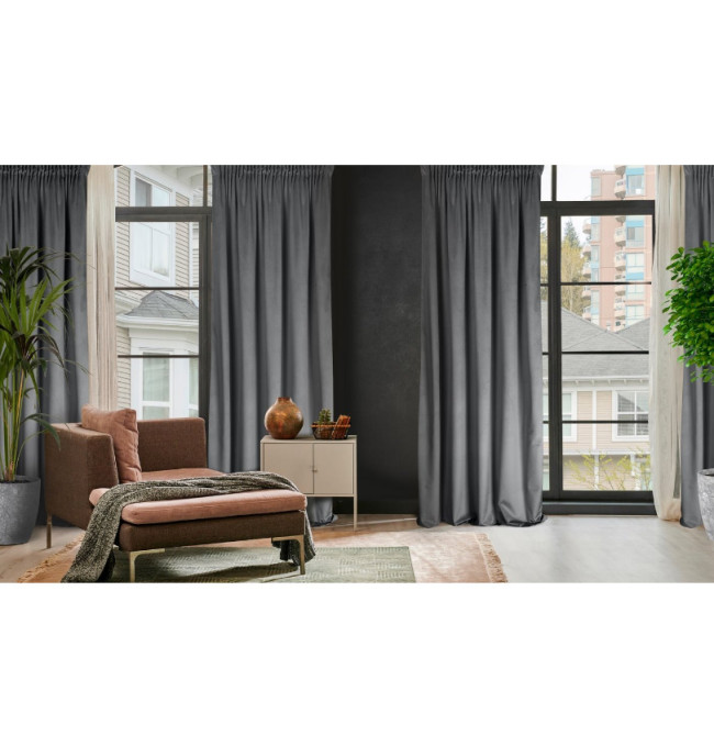 Hotový závěs ROSA grafit - na pásce