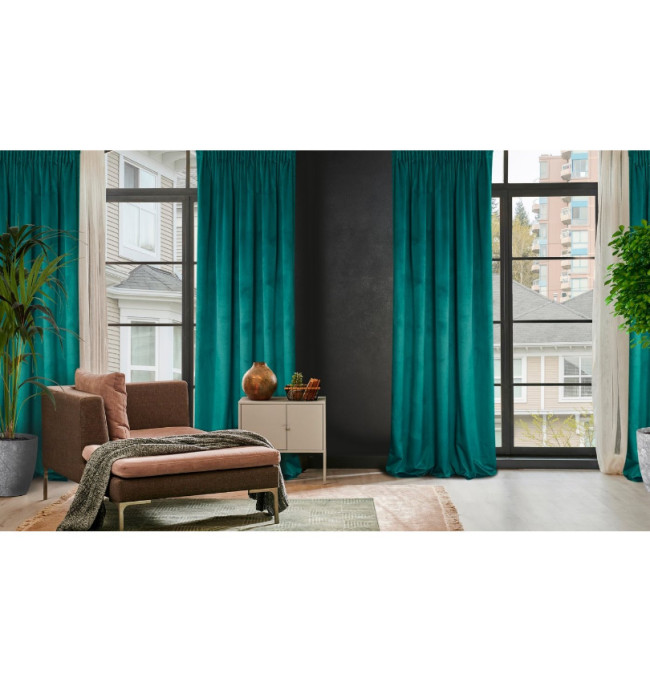 Hotový závěs ROSA tyrkysový - na pásce