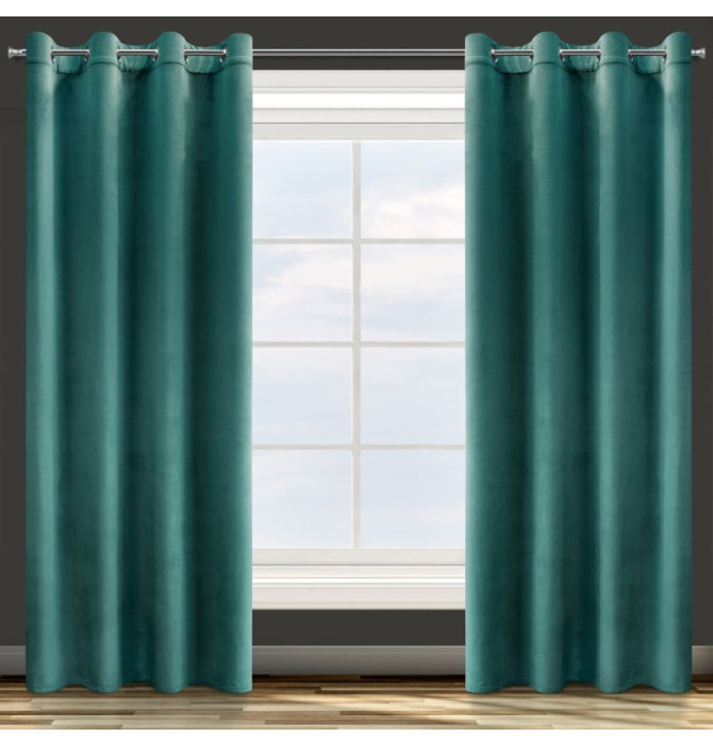 Hotový závěs ROSA tmavě tyrkysový - na průchodkách