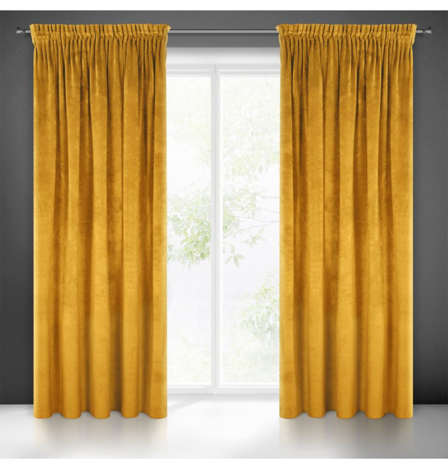 Hotový závěs VILLA hořčicový - na pásce