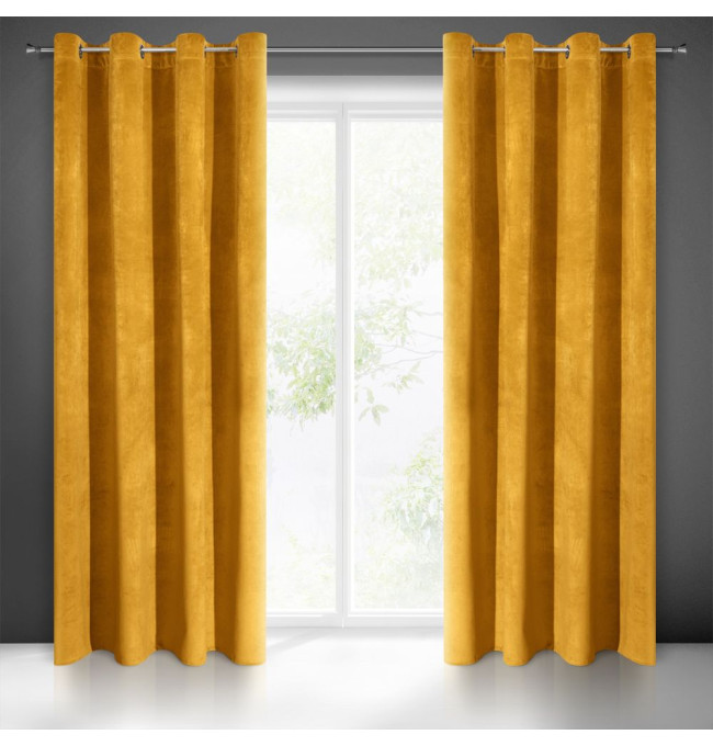 Hotový závěs VILLA hořčicový - na průchodkách