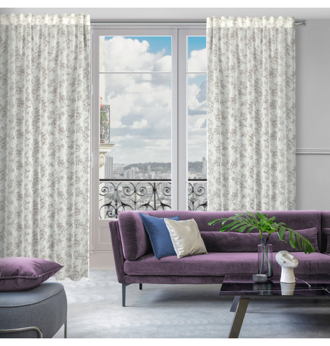 Hotový závěs WIKI bílá / šedá - na pásce