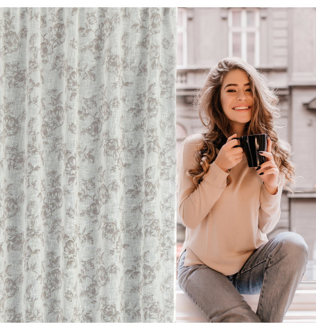 Hotový závěs WIKI bílá / šedá - na pásce