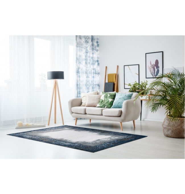 Koberec AKRYL VALS 0A036A C53 46 Ramka slonová kost / nebeský