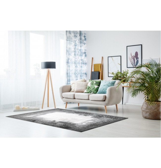 Koberec AKRYL VALS 0A036A C53 48 Ramka sloní kost / šedá