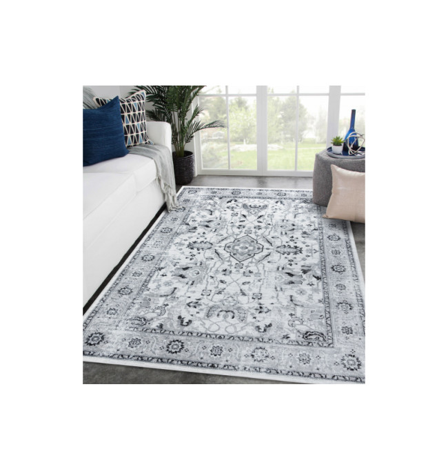 Koberec ARGENT - W7040 Ramka, vintage šedý / černý
