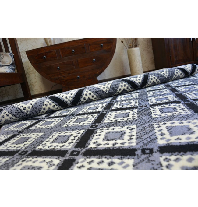 Koberec BCF BASE DIAMONDS 3869 ČTVERCE šedý/černý