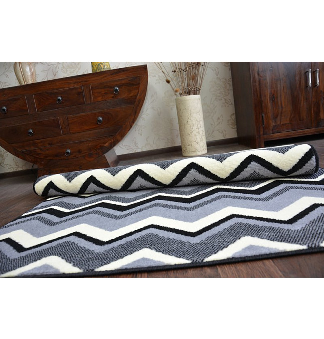 Koberec BCF BASE ZIGZAG 3812 ZYGZAK černý/šedý