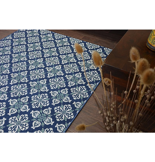 Koberec COLOR 19246/699 SISAL květiny modrý