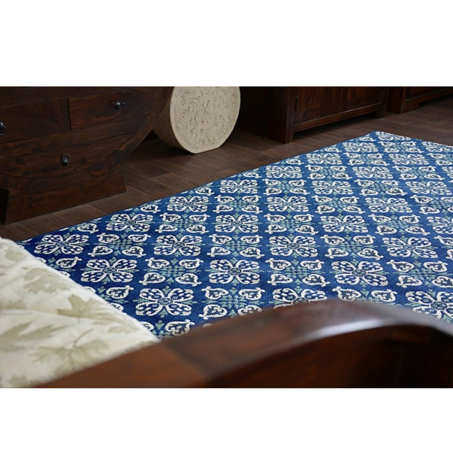 Koberec COLOR 19246/699 SISAL květiny modrý