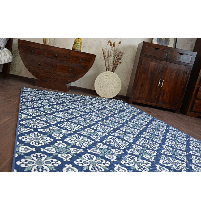 Koberec COLOR 19246/699 SISAL květiny modrý