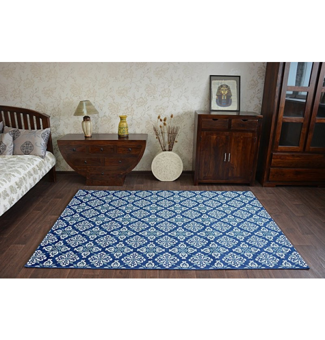 Koberec COLOR 19246/699 SISAL květiny modrý