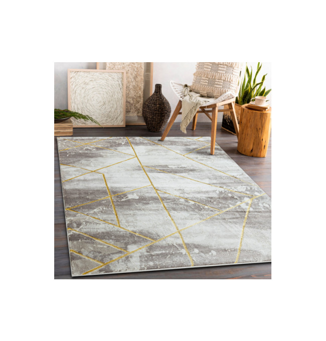 Koberec CORE 1818 Geometrický - sloní kost / zlatý