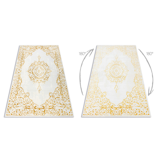 Koberec CORE 6268 Ramka, ornament - sloní kost / zlatý