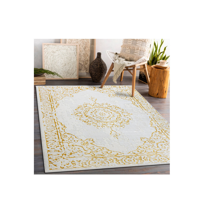 Koberec CORE 6268 Ramka, ornament - sloní kost / zlatý