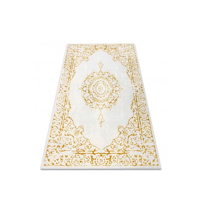Koberec CORE 6268 Ramka, ornament - sloní kost / zlatý