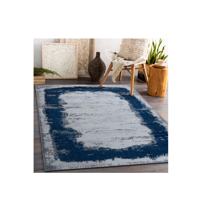 Koberec CORE A004 Ramka - modrý / šedý
