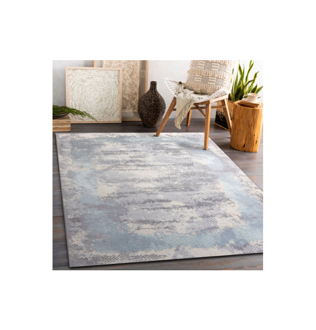 Koberec CORE A004 Ramka - sloní kost / šedý / modrý