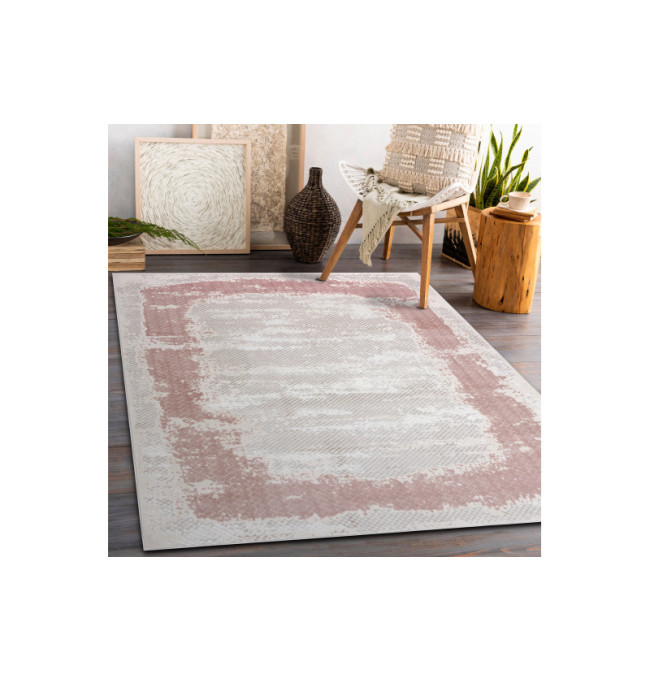 Koberec CORE A004 Ramko - světlý béžový / růžový