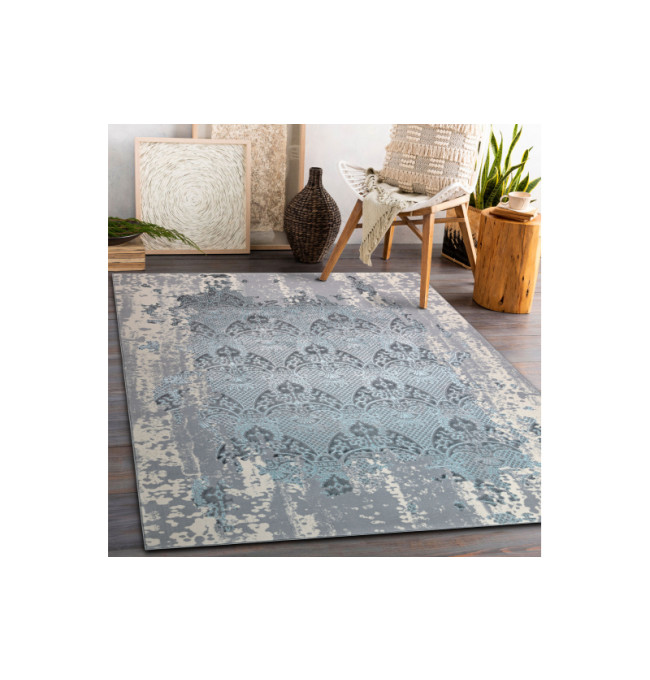 Koberec CORE W3824 Ornament Vintage - světlomodrý / krém / šedý