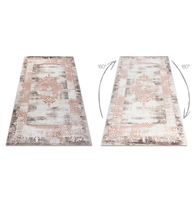 Koberec CORE W9797 Ramka, Rozeta - béžový / růžový