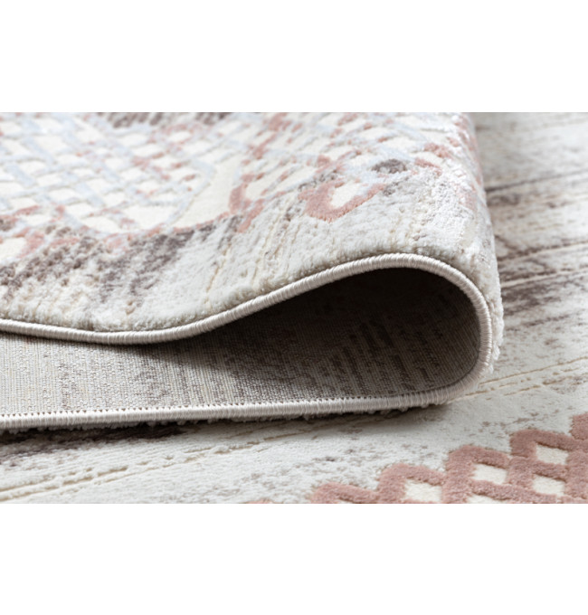 Koberec CORE W9797 Ramka, Rozeta - béžový / růžový