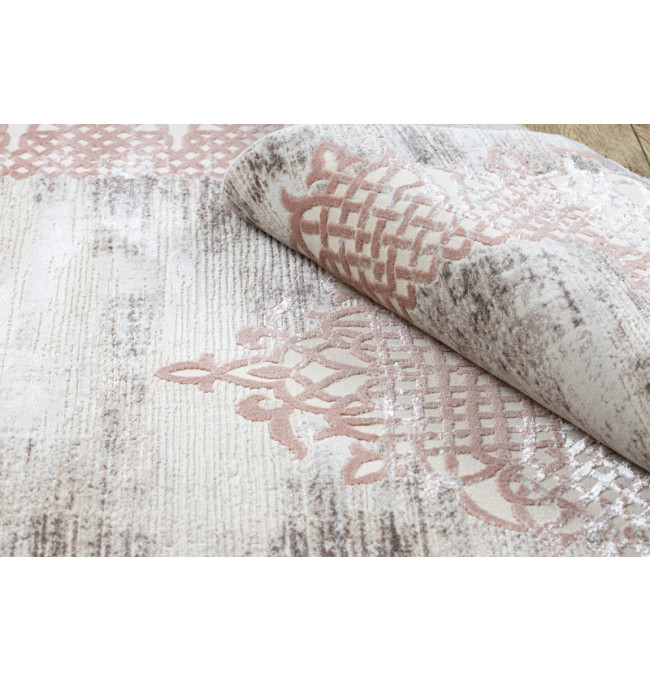 Koberec CORE W9797 Ramka, Rozeta - béžový / růžový
