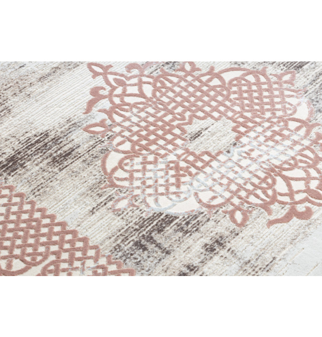 Koberec CORE W9797 Ramka, Rozeta - béžový / růžový